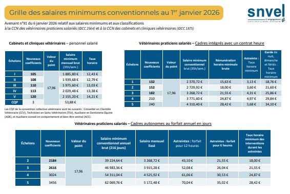 Grille salaires SNVEL 2026